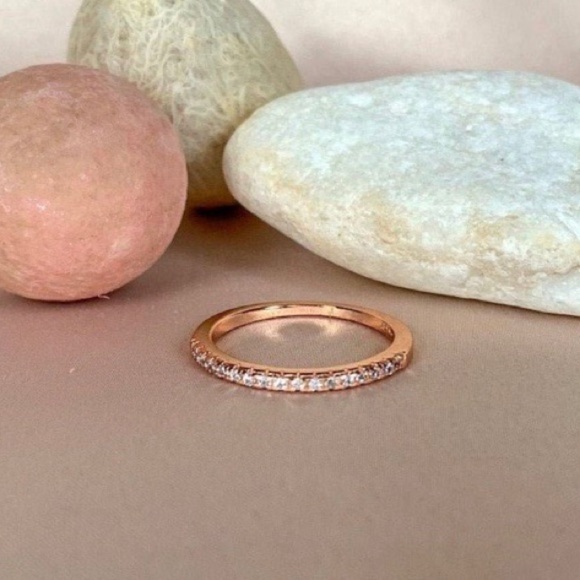 **18K Rose Gold Diamond Half Eternity Band - Picture 2 of 4
